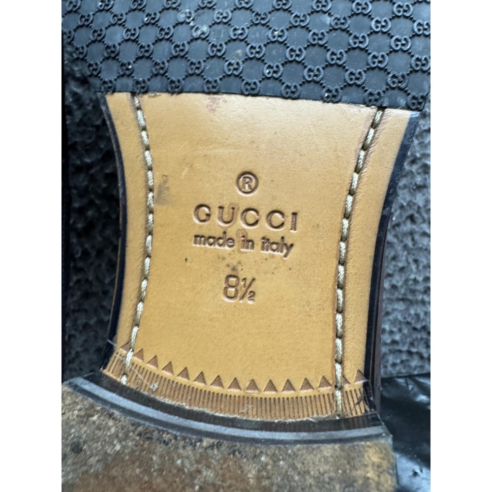 Vintage 80s Gucci Leather Wingtip Kiltie Slip On Loafers Brown Mens Size 8.5 US - Picture 9 of 13
